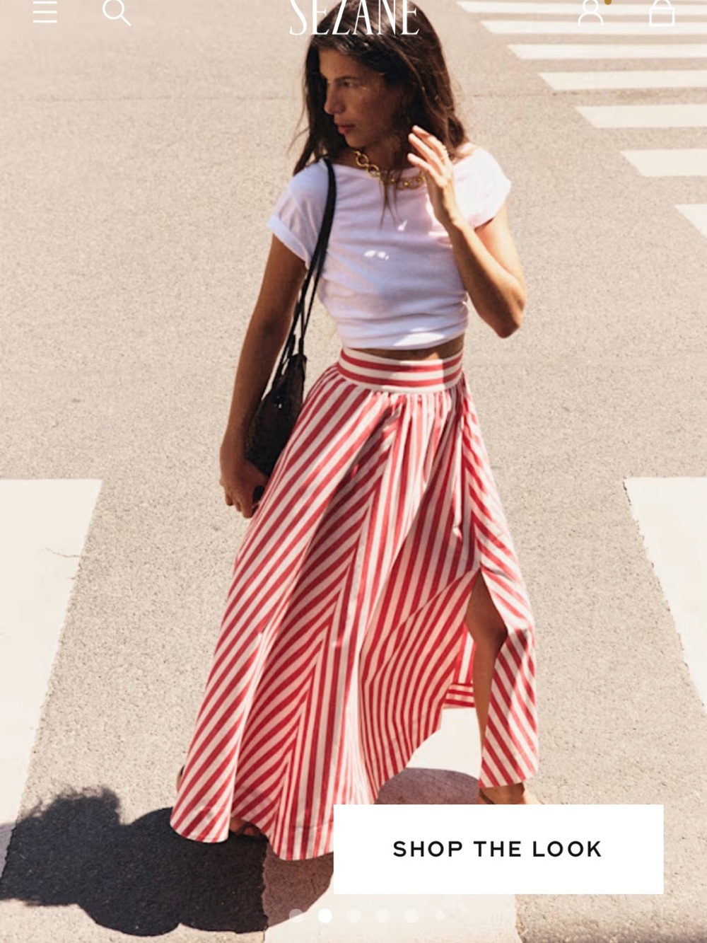 Sezane Striped Red and White Maxi Skirt
